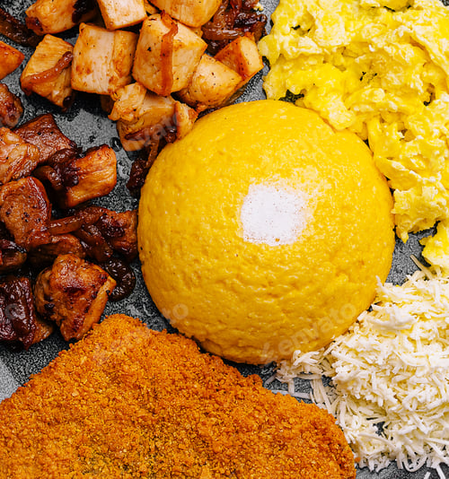 Preview: Delicious plate of traditional African cuisine with various accompaniments