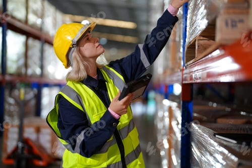 Preview: Young warehouse workers working together. Business distribution supply and logistic shipment.