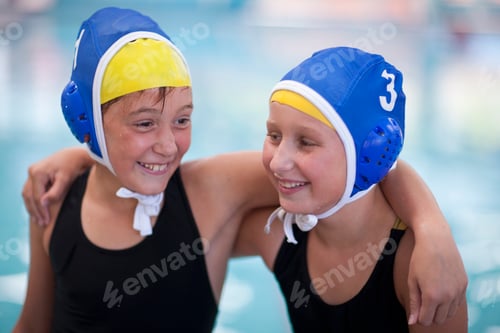 Preview: Portrait of two schoolgirl water polo players
