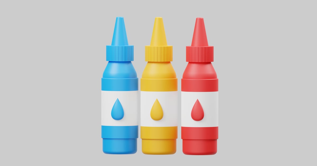 Color ink bottles cmy theme 3D, Incl. bottle & business - Envato
