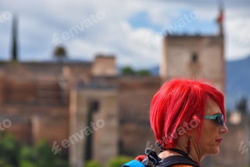 Preview: Woman with Red Hair touring historical site