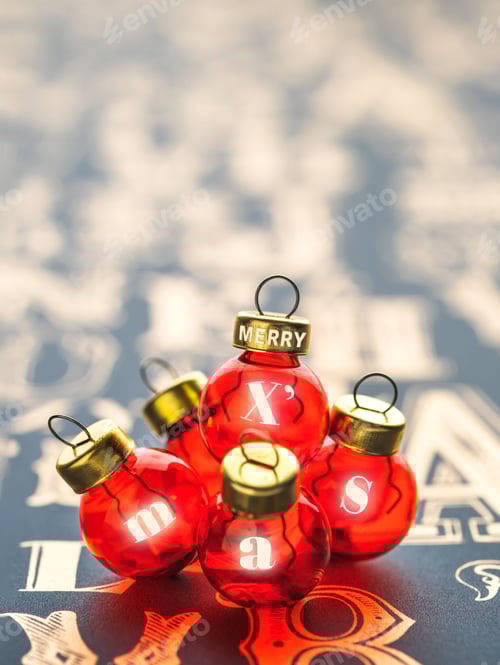 Preview: Christams red glass decoration ball on vintage type pattern table