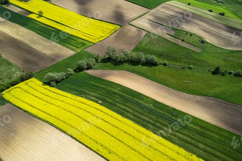 Preview: Colorful Farmland and Scenic Countryside. Aerial Drone view