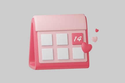 Preview: Pink calendar with number 14 and hearts