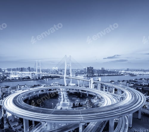 Preview: shanghai nanpu bridge in nightfall