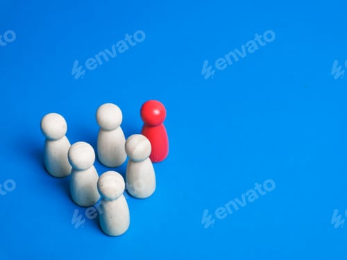 Preview: Wooden figures on blue background.
