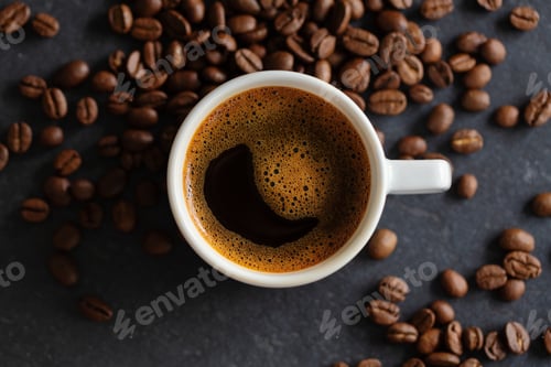 Preview: Steaming coffee espresso in cup