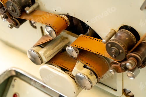 Preview: Sound recording on film. Bobbin reel on an old recorder. Retro tape recorder