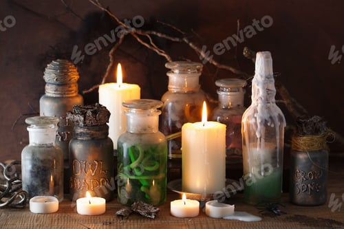 Preview: witch apothecary jars magic potions halloween decoration