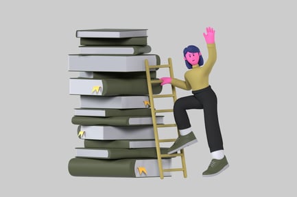 Preview: Stylized Character Climbing Book Ladder