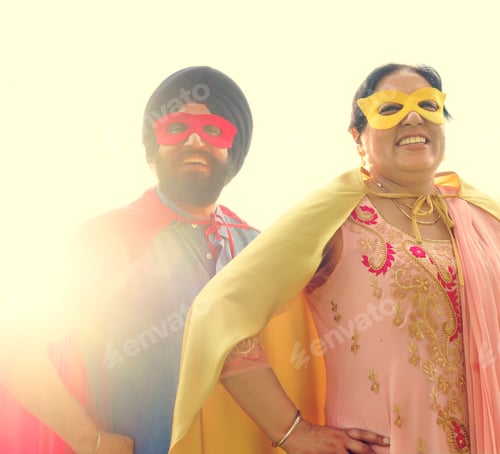 Preview: Indian Couple Superheroes Love Concept