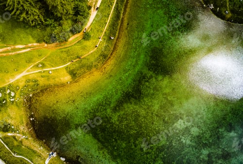 Preview: Peaceful aerial view at Green Lake in Austria