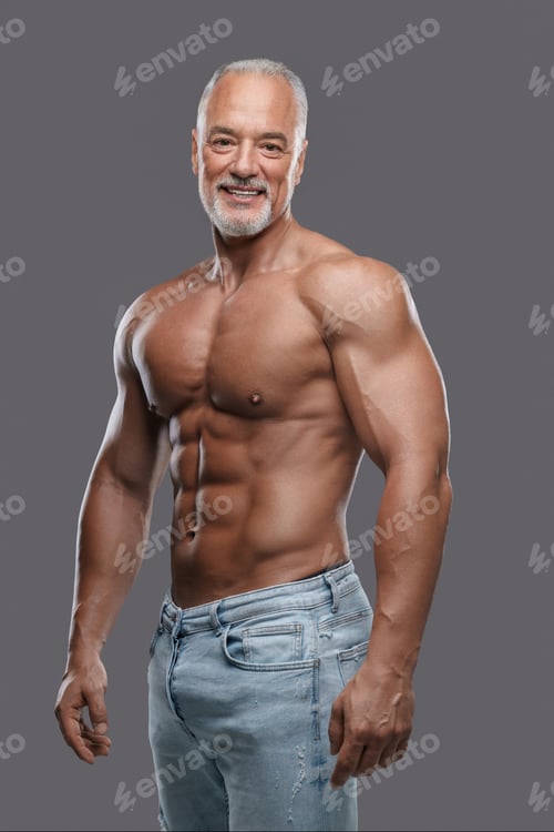 Preview: This attractive mature muscular man with a stylish salt and pepper beard