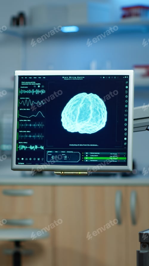 Preview: Empty neurological laboratory modernly equipped with nobody in it