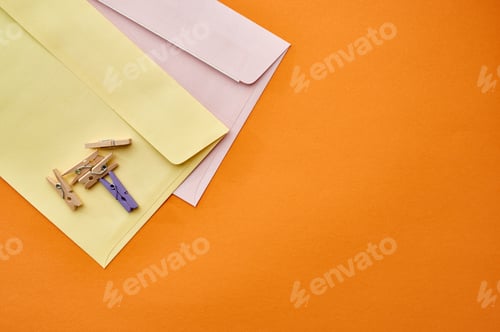 Preview: Postal envelopes and paper clips, stationery
