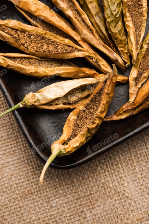 Preview: Sandgi Mirchi or Dried Stuffed Green Chillies, popular Maharashtrian side dish