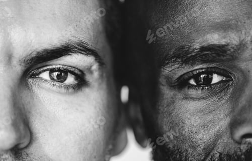 Preview: Two different ethnic men's eyes closeup