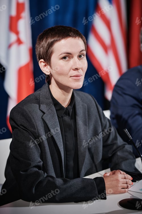 Preview: Representative of country sitting at conference