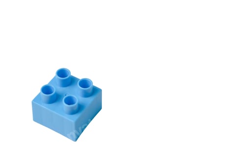 Preview: Blue toy building block isolated on a white background