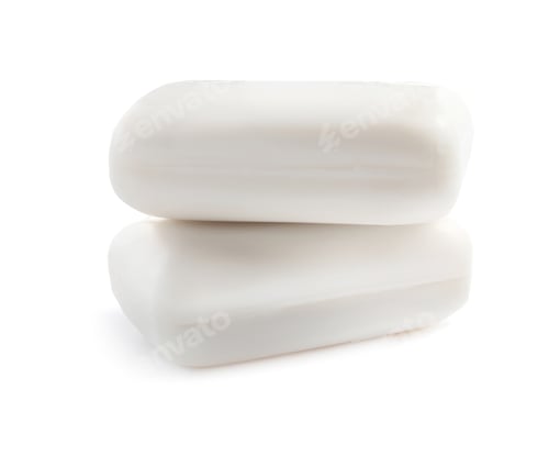 Preview: Soap bars on white background. Personal hygiene