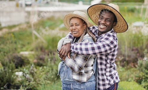 Preview: African farmer people having fun together during harvest period