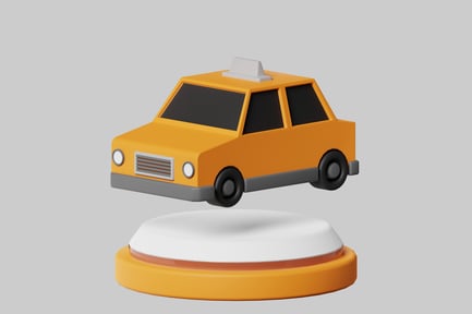 Preview: Cartoon taxi cab on display