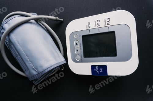 Preview: Closeup of a blood pressure monitor on a dark background