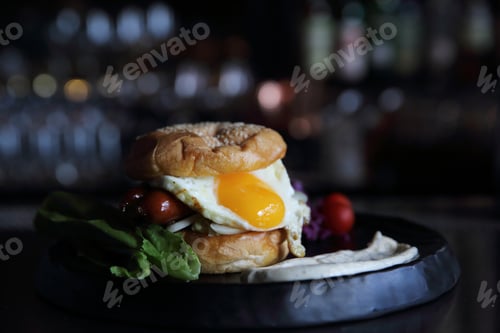 Preview: Hamburger With Sausage And Egg