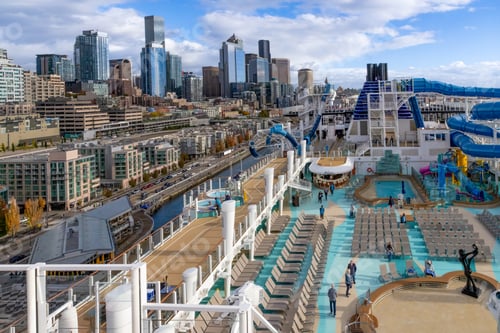 Preview: Cruise Ship Pool Deck With Stunning City Skyline View