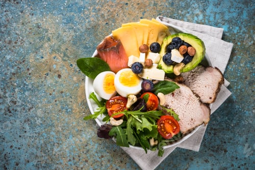 Preview: Keto diet plate on white table