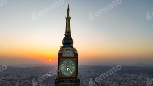 Preview: Aerial view Mecca skyline , Makkah city Saudi Arabia - Makkah Clock Tower - Masjid Al Haram drone