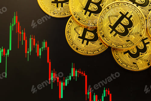 Preview: Bitcoin cryptocurrency gold coin. Trading on the cryptocurrency exchange. Trends in bitcoin exchange