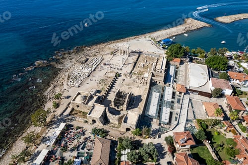 Preview: Aerial view of ancient Side town, Antalya Province, Turkey