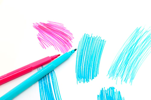 Preview: Two felt-tip pens on a white background with abstract drawings