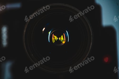 Preview: Selective focus shot of camera lens