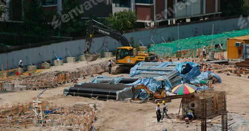 Preview: Kai Tak, Hong Kong, 09 August 2019: Construction site