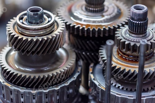 Preview: Close-up helical gears in car automatic transmission
