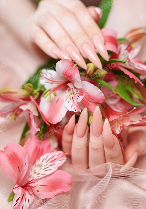 Preview: Elegant pastel pink natural manicure.