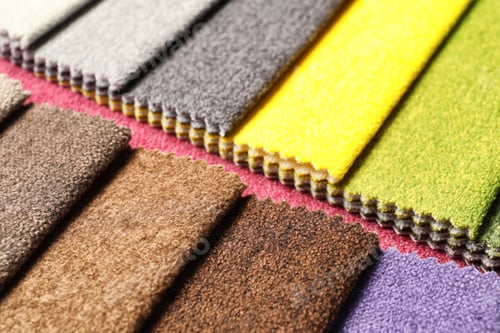 Preview: Fabric samples of different colors for interior design as background