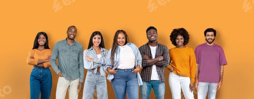 Preview: Seven diverse and stylish young adults with confident smiles