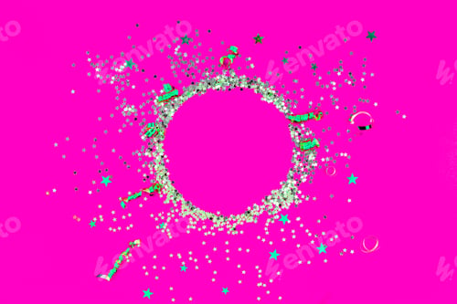 Preview: Christmas silver round glitter frame background