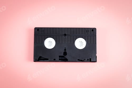 Preview: One retro videotape lies in the center on a pink
