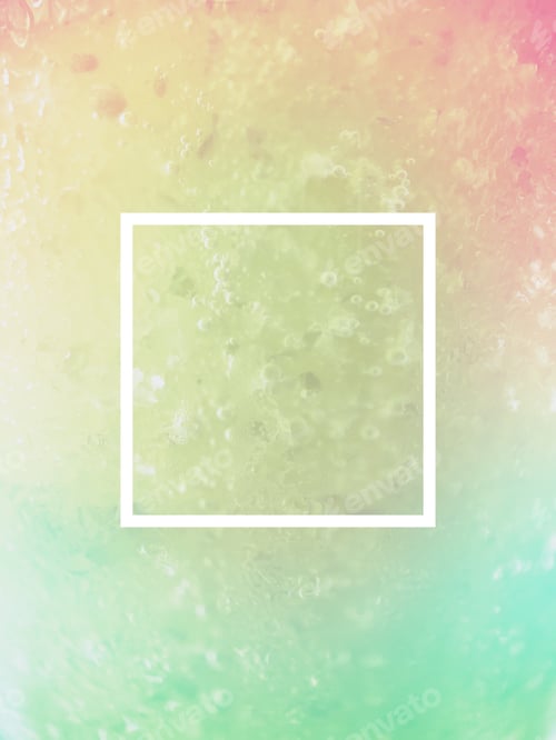 Preview: Gradient colorful ice drink closeup background with frame for copy space