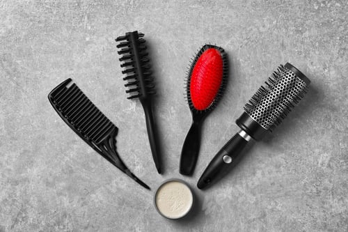 Preview: Professional hairdresser set on grey background