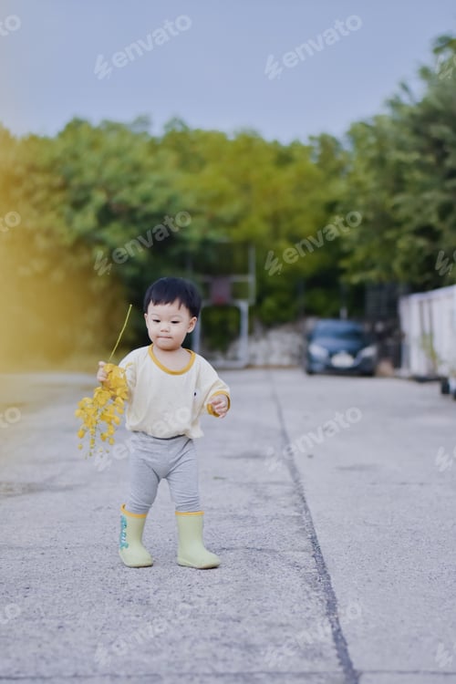 Preview: Cute Boy playing in the park, Sweet Little baby boy enjoying
