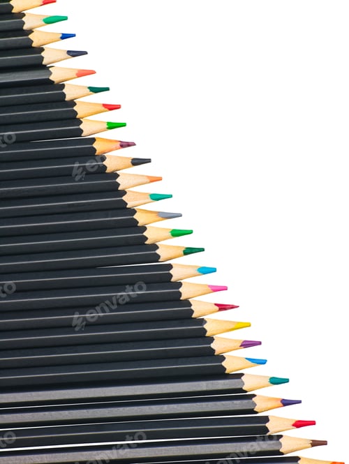 Preview: Plain black colorful pencils for drawing isolate