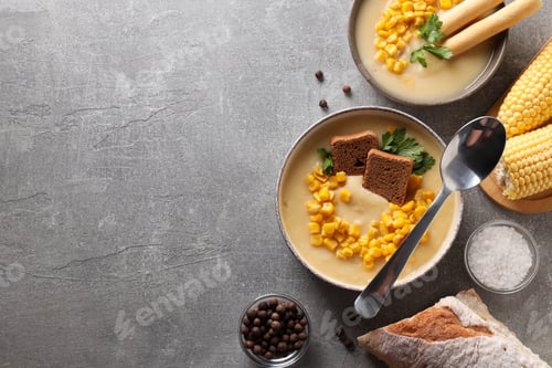 Preview: Corn soup, concept of tasty lunch food