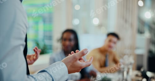 Preview: Business, person and hands for presentation at office on seminar for feedback, report and progress