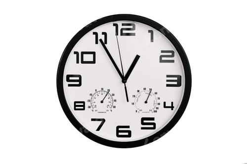 Preview: Clock with arabic numerals on wall shows 12:55 , 00:55