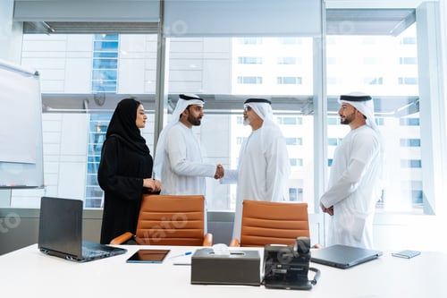 Preview: Group of middle-eastern corporate business people meeting in the office